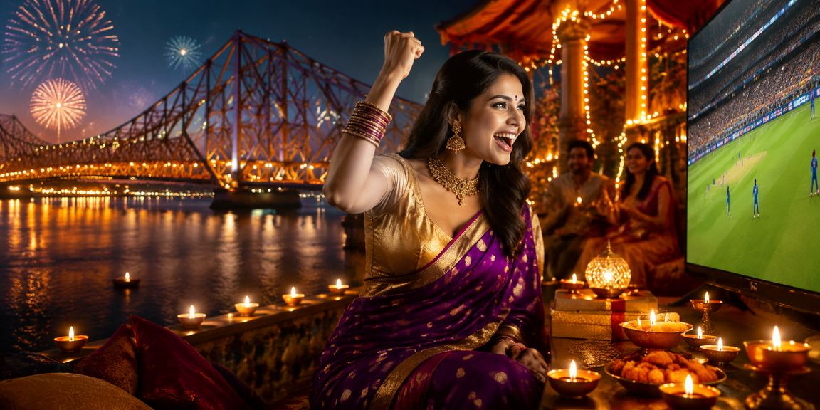 Kolkata Howrah bridge with festive gaming atmosphere
